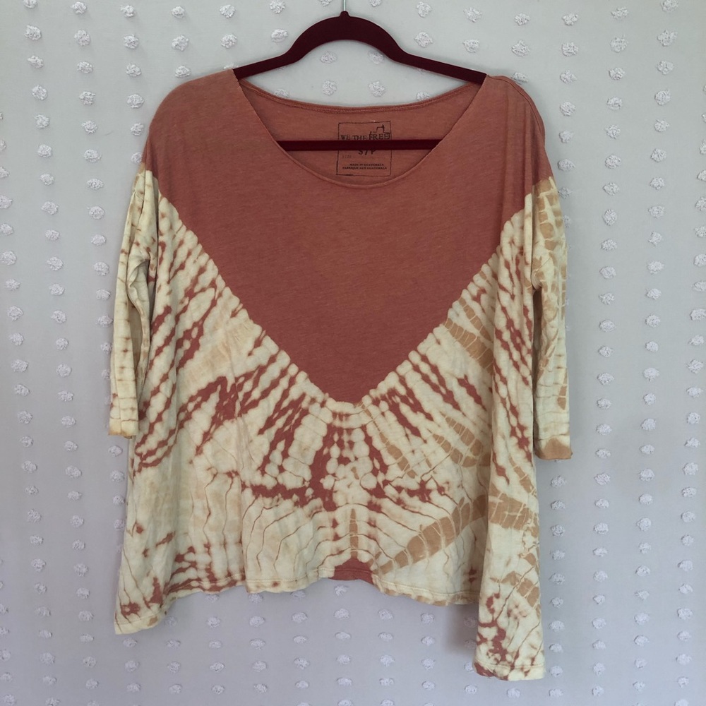 We the Free Oversized Tie Dye 3/4 Sleeve Top